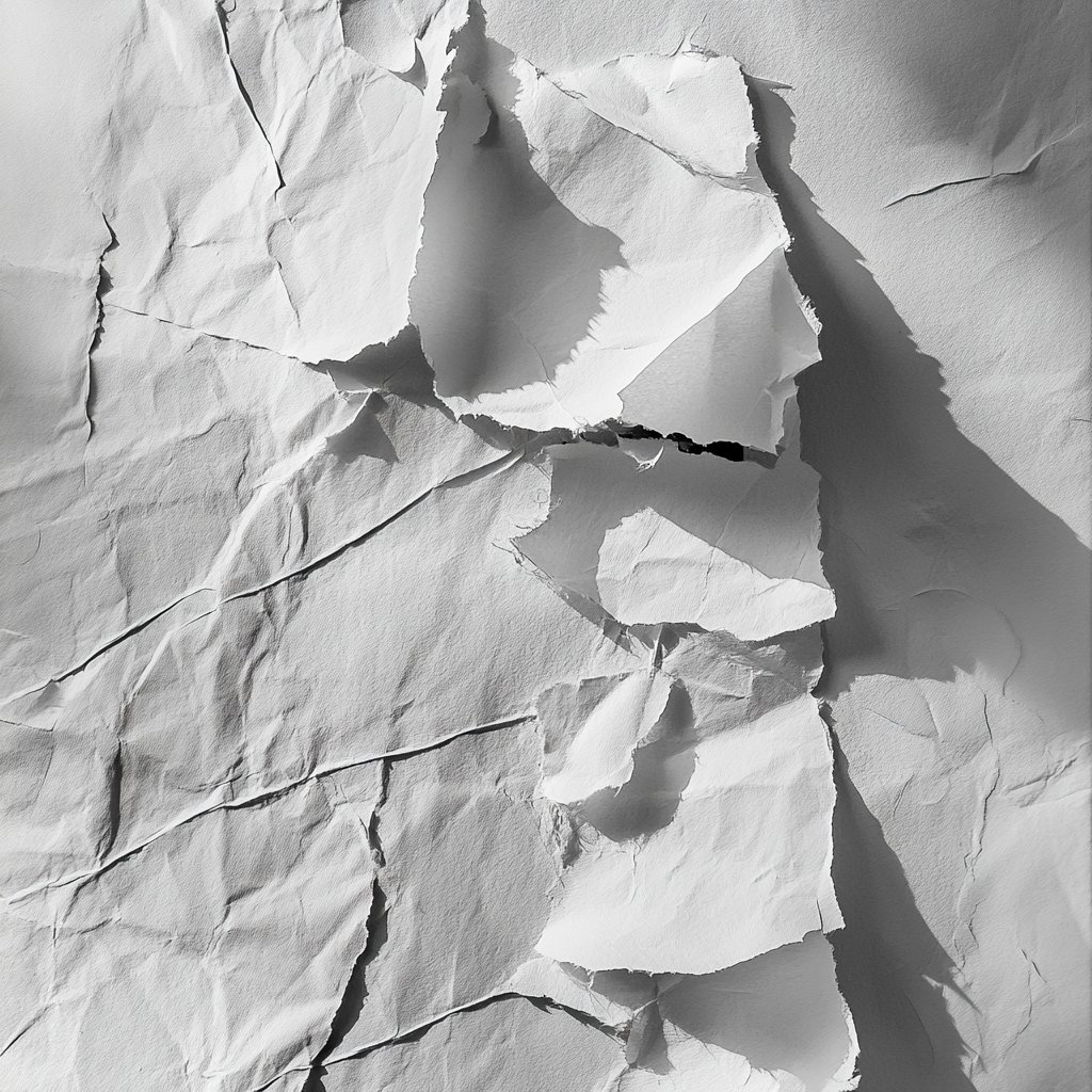 Torn and crumpled paper composition — Paper People visual identity